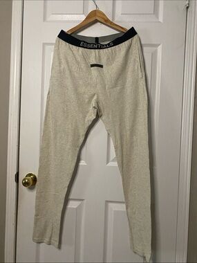 ESSENTIALS Men's Cream Sweatpants with Black Waistband #13